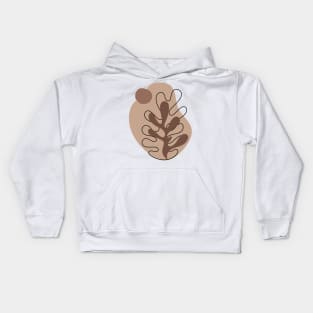 Modern Minimalist Simple Abstract Pastel Pink Black Leaf Art Kids Hoodie